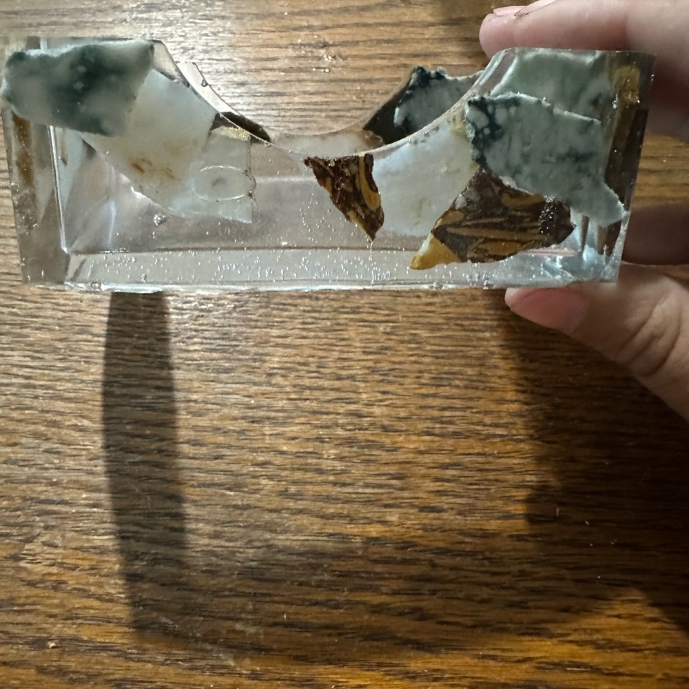 Card holder made with rocks and epoxy